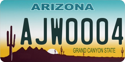 AZ license plate AJW0004