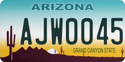 AZ license plate AJW0045