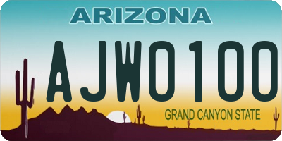 AZ license plate AJW0100