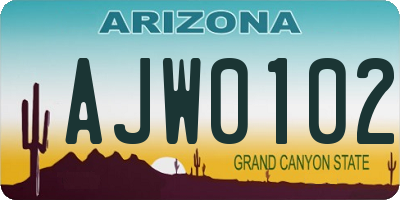AZ license plate AJW0102