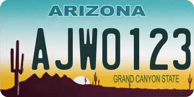 AZ license plate AJW0123