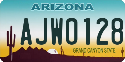 AZ license plate AJW0128