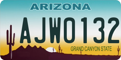 AZ license plate AJW0132
