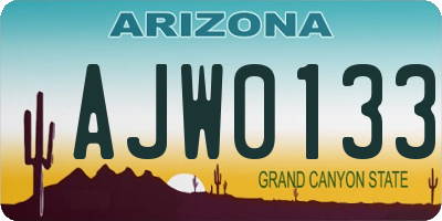 AZ license plate AJW0133