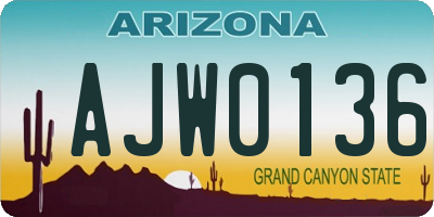 AZ license plate AJW0136
