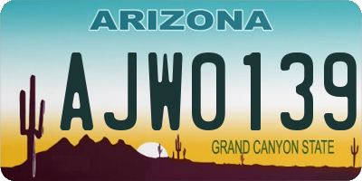 AZ license plate AJW0139