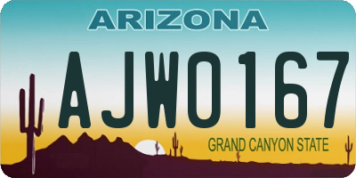 AZ license plate AJW0167