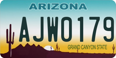 AZ license plate AJW0179