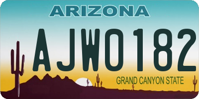 AZ license plate AJW0182