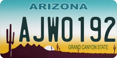 AZ license plate AJW0192