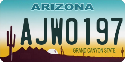 AZ license plate AJW0197