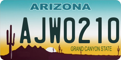 AZ license plate AJW0210