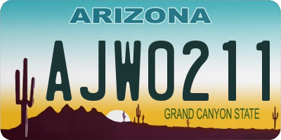 AZ license plate AJW0211