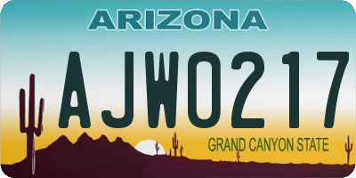 AZ license plate AJW0217