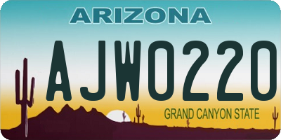 AZ license plate AJW0220