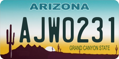 AZ license plate AJW0231