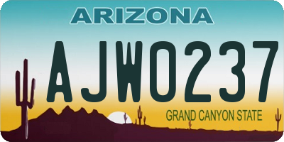 AZ license plate AJW0237
