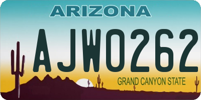 AZ license plate AJW0262