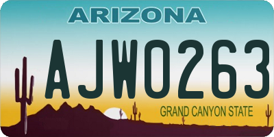 AZ license plate AJW0263
