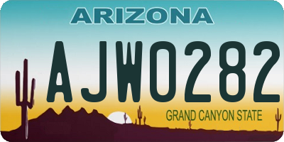 AZ license plate AJW0282