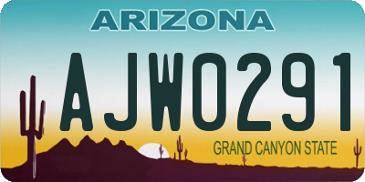 AZ license plate AJW0291