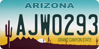 AZ license plate AJW0293
