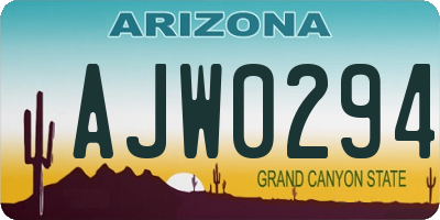 AZ license plate AJW0294