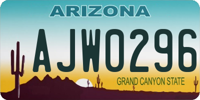 AZ license plate AJW0296