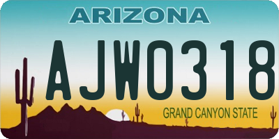 AZ license plate AJW0318