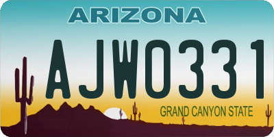 AZ license plate AJW0331
