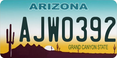 AZ license plate AJW0392