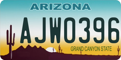 AZ license plate AJW0396