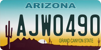 AZ license plate AJW0490
