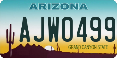 AZ license plate AJW0499