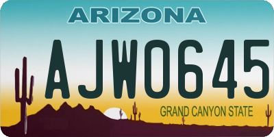 AZ license plate AJW0645