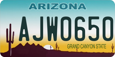 AZ license plate AJW0650