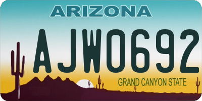 AZ license plate AJW0692