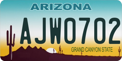 AZ license plate AJW0702