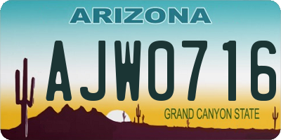 AZ license plate AJW0716