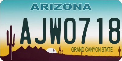 AZ license plate AJW0718