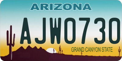 AZ license plate AJW0730