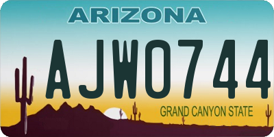 AZ license plate AJW0744