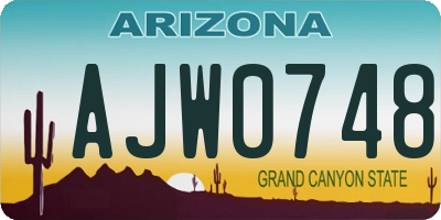 AZ license plate AJW0748