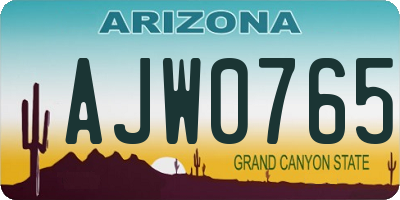 AZ license plate AJW0765