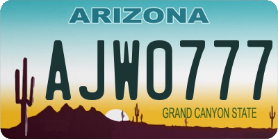AZ license plate AJW0777