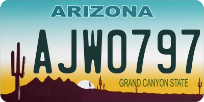 AZ license plate AJW0797