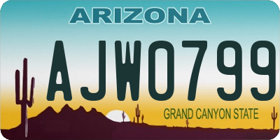 AZ license plate AJW0799