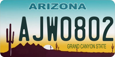 AZ license plate AJW0802