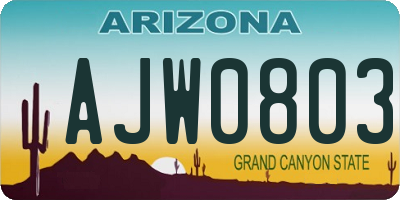 AZ license plate AJW0803