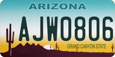AZ license plate AJW0806
